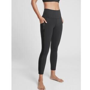 Athleta Salutation Stash Pocket II Lace 7/8 Tight in Black SZ S